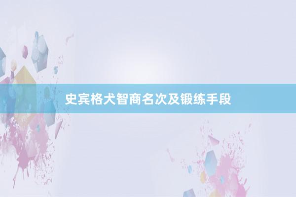 史宾格犬智商名次及锻练手段